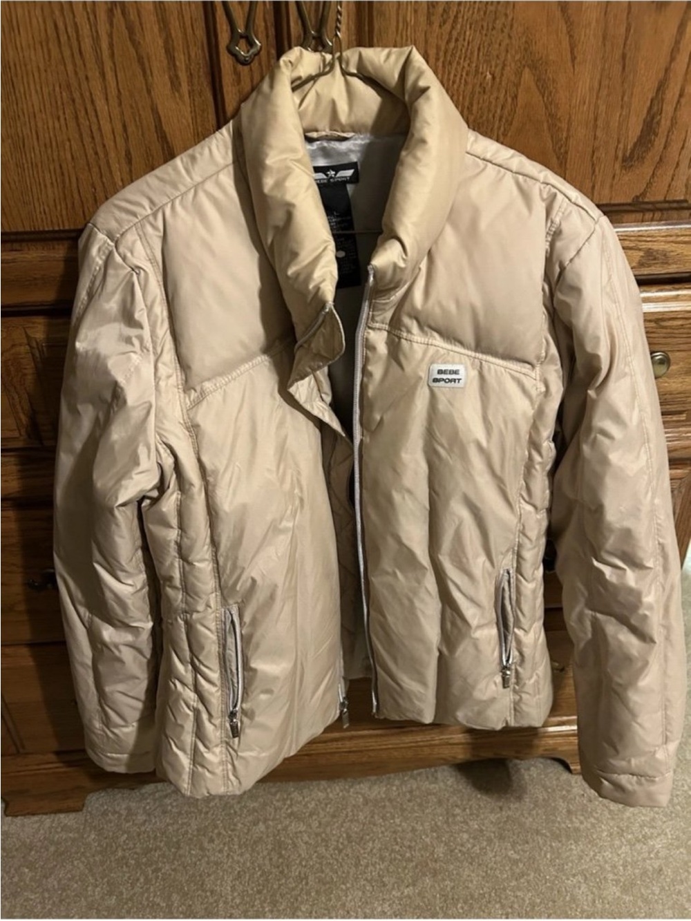 Beige Puffer Jacket -Bebe Sport. Size L